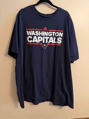 adidas Navy Washington Capitals Graphic Tee with Red & White Accents